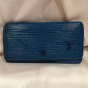 Vintage Louis Vuitton Epi Leather Keyring Case Key Holder Blue VGC